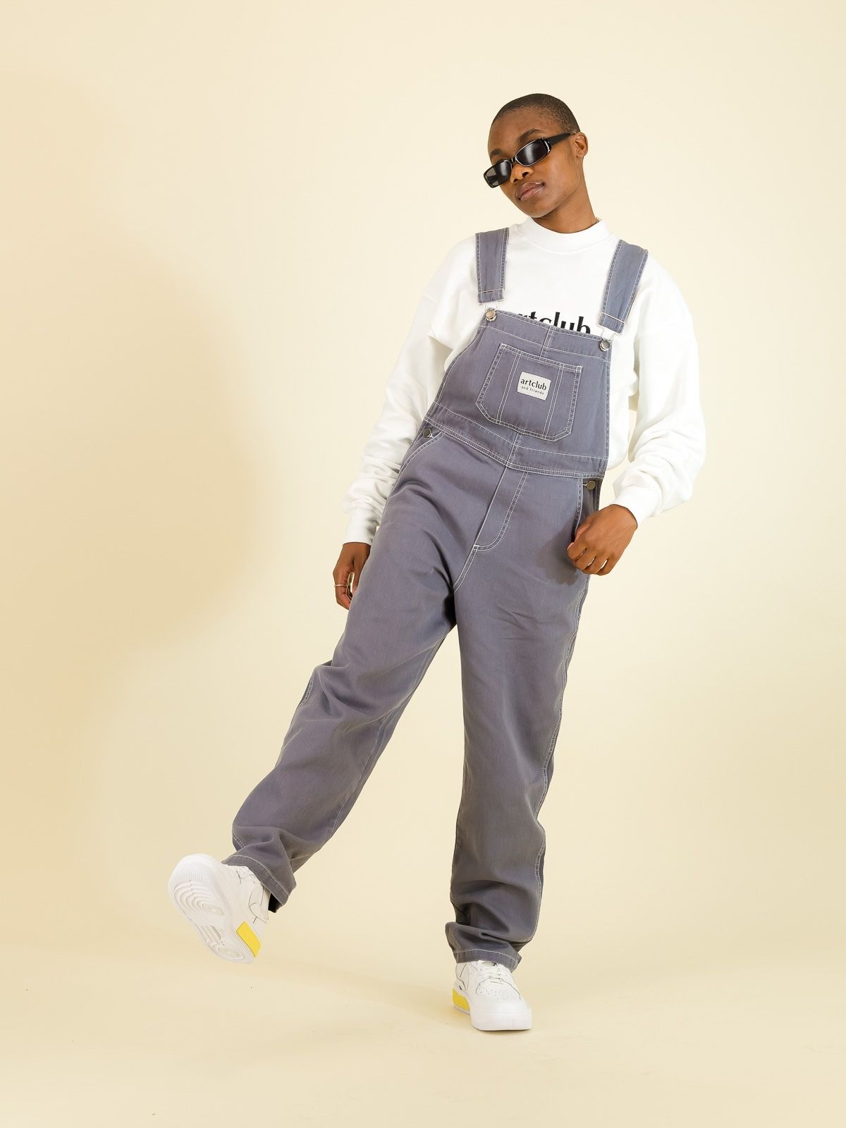 Mileage Topstitched Grey Dungaree