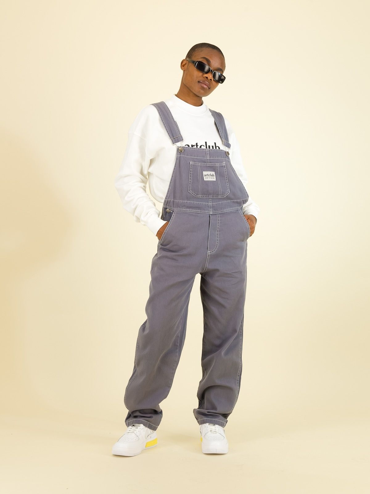 Mileage Topstitched Grey Dungaree